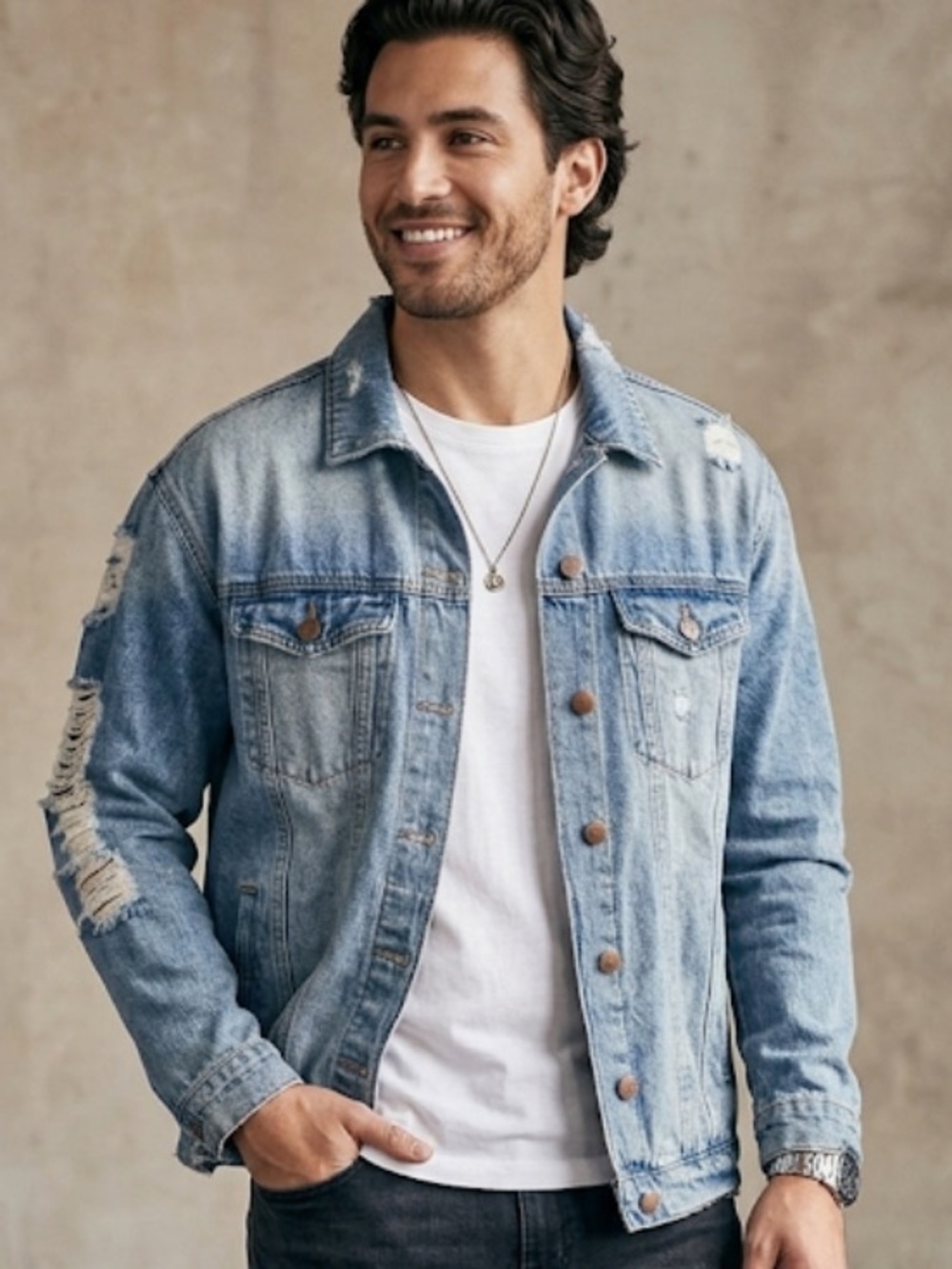 Forever 21 Distressed Blue Denim Jacket